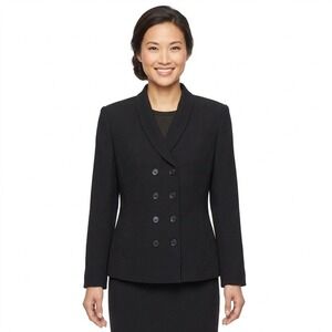 Amanda Smith Petites Black 100% Pure Wool Double Breasted Blazer Jacket 12P Goth